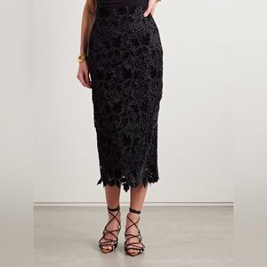Cara Cara Sienna Velvet-Guipure Lace Midi Skirt Sz XS